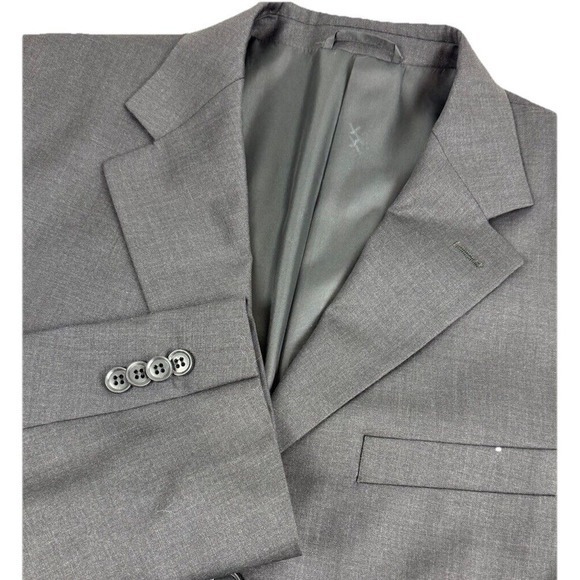 SANTORELLI Linen Blu Pronton Mens Blazer 42R Fine Merino Wool Black‎ Super 140's